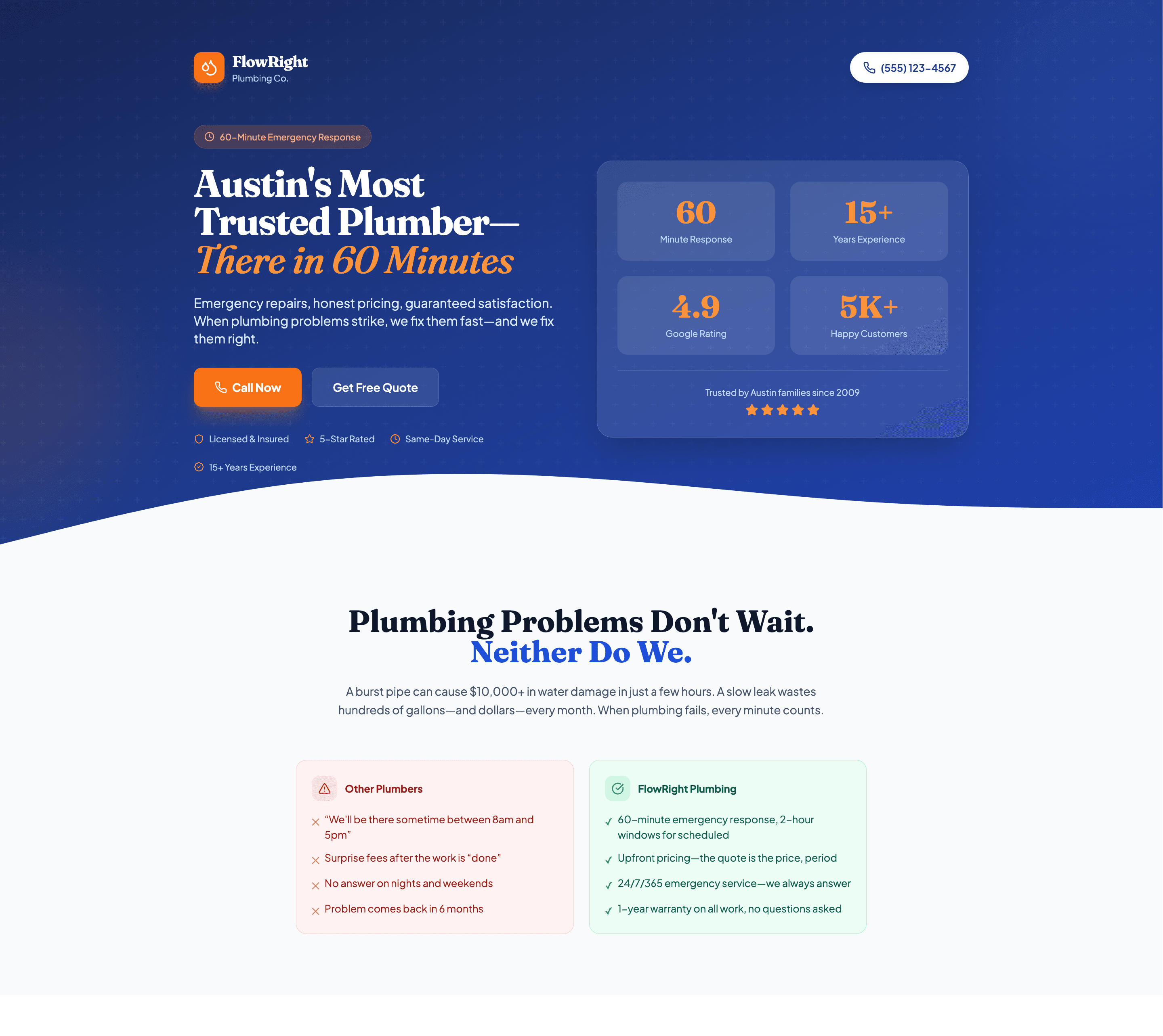 FlowRight Plumbing website example