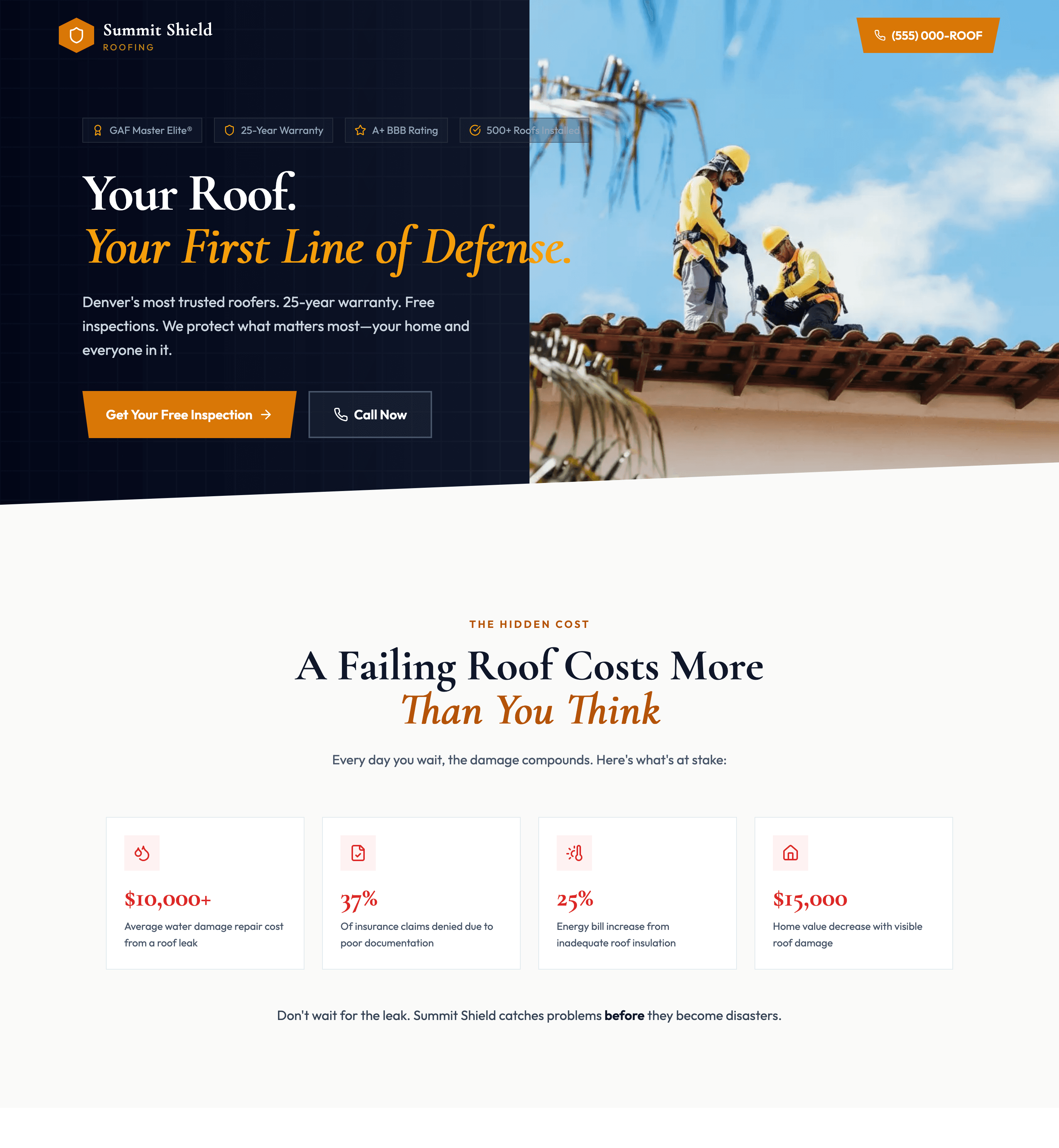 Summit Shield Roofing website example